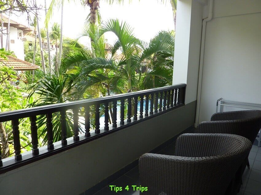 The balcony in the 2 bedroom balcony suite at Sanur Paradise Plaza Suites Bali