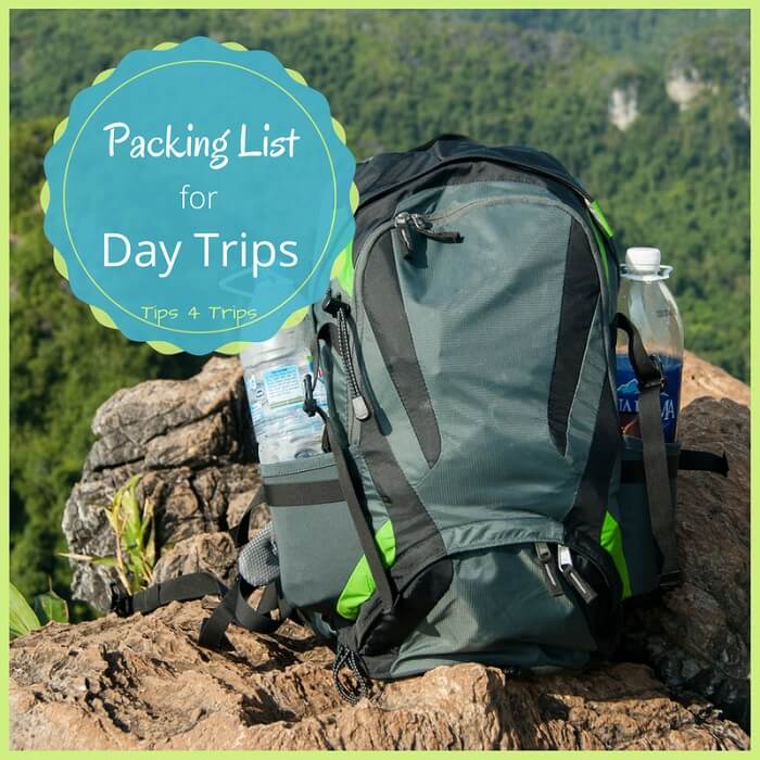 A packing checklist for your day pack when taking a day trip on holiday or at home.