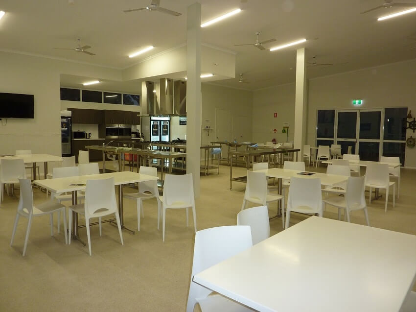 The new camp kitchen at RAC Cervantes Holiday Park review for a getaway to see Western Australia's Pinnacle Desert staying in the new villas with new park facilities.