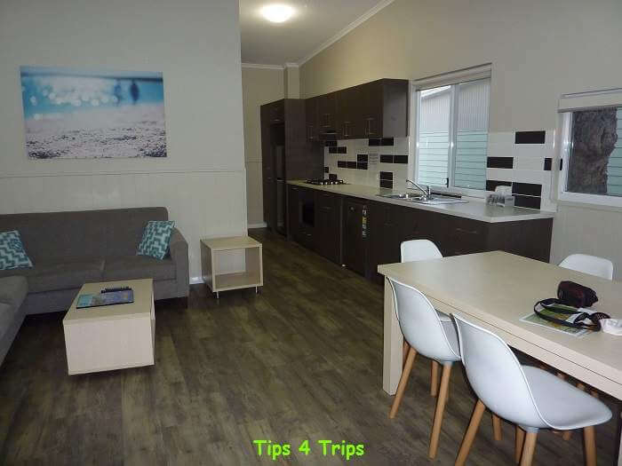 A kitchen lounge and dining area to use the self catering packing list