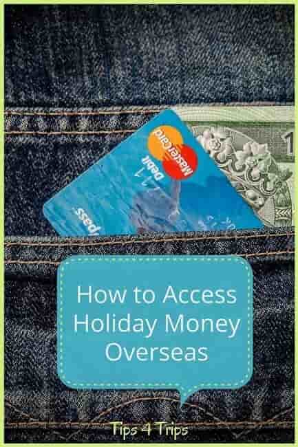 Travel tips and ideas on how to take holiday money overseas when you travel on a vacation. The pros and cons for 4 ways to access travel money abroad. Cash, credit card, debit card, prepaid travel card