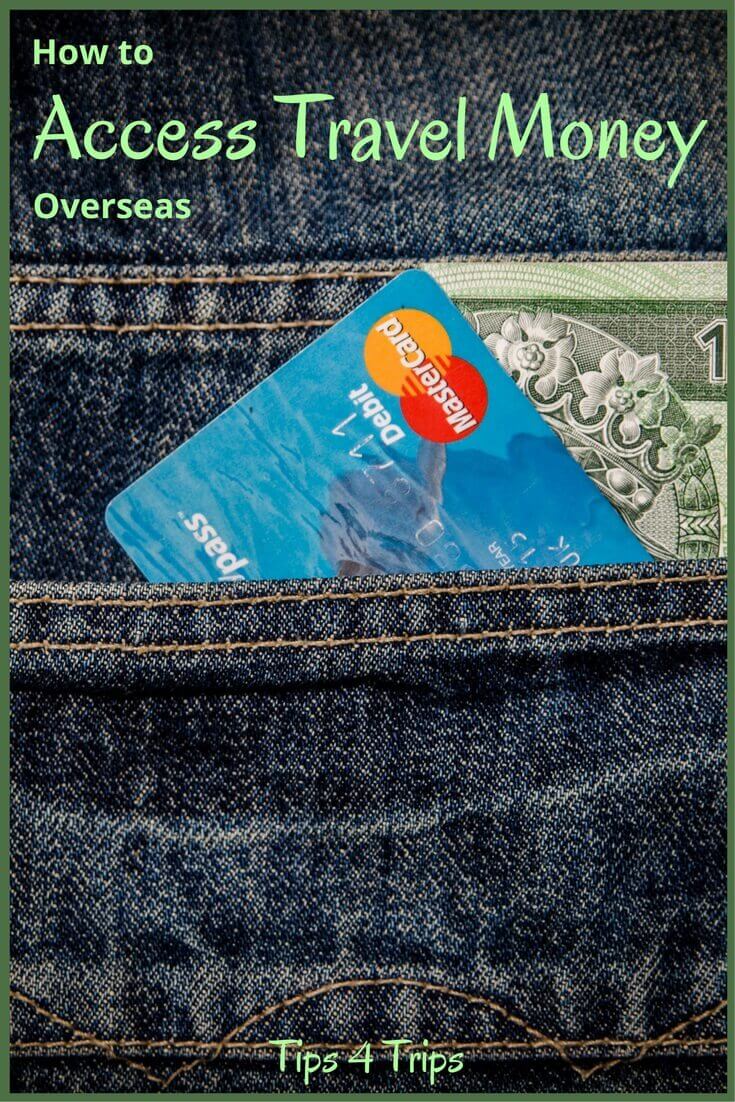 credit card and travel money in jeans pocket