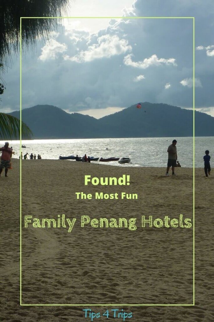 Penang's batu ferringhi beach with family resorts