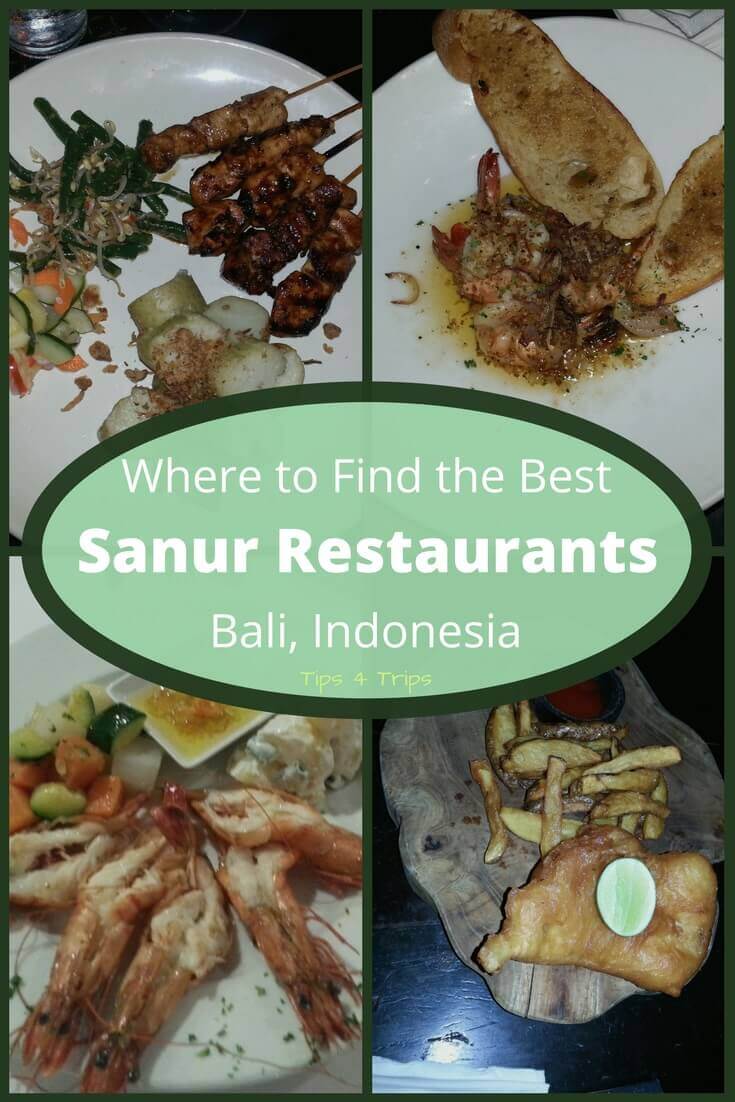 Garlic prawns, fish and chips, satay sticks just some of the yummy food found in Sanur restaurants