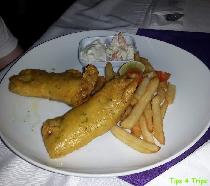Plate of battered fish and chips from Cafe Bamboo on the southern stretch of sanur