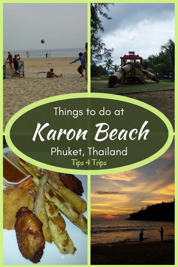 4 things to do in Karon beach phuket thailand including soccer on the beach, playgrounds, sunsets and satay food