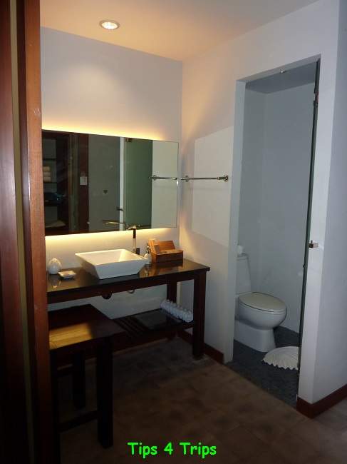 The bathroom in the deluxe suite at the Mai Khao Lak Resort