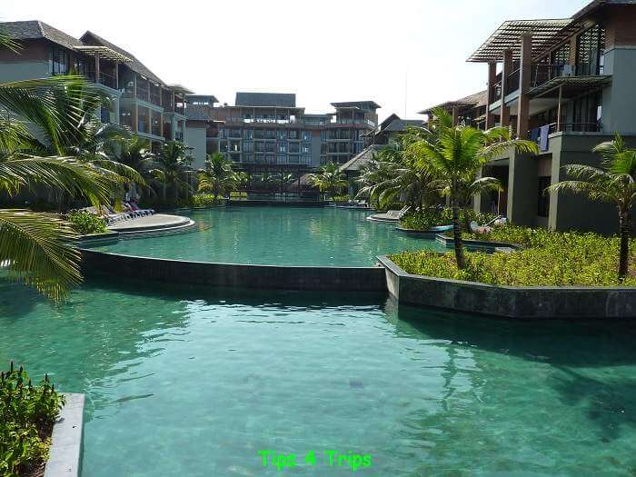 The terraced pools at the rear of Mai Khao Lak Resort water park