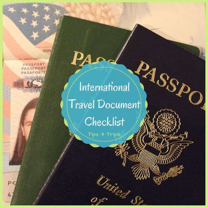 Passorts one of the items on the International travel document checklist