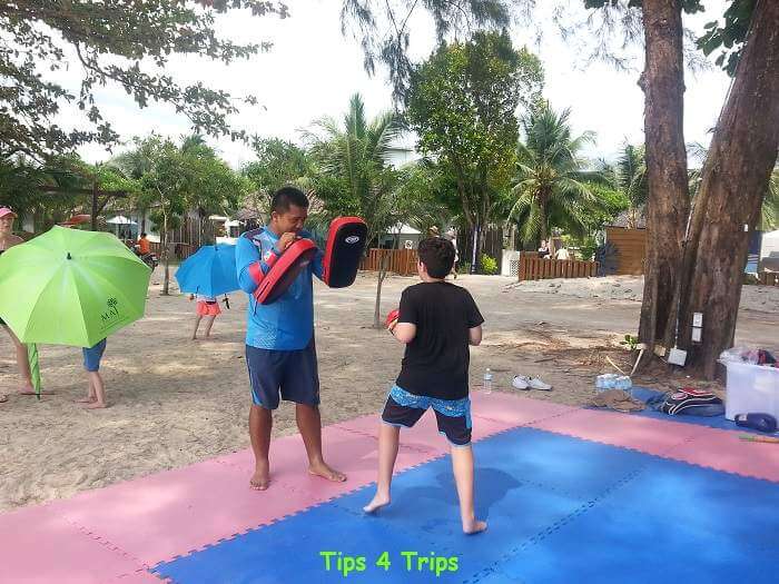 Kids learning Muay Thai Boxing on Khao Lak beach