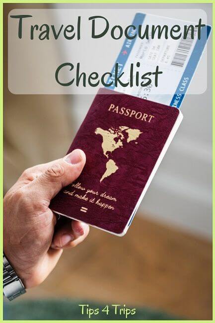 passport with boarding pass on the travel document checklist