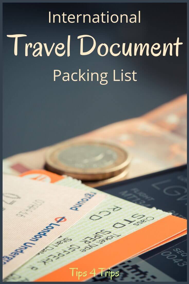 Flight tickets and foreign money part of the international travel document list