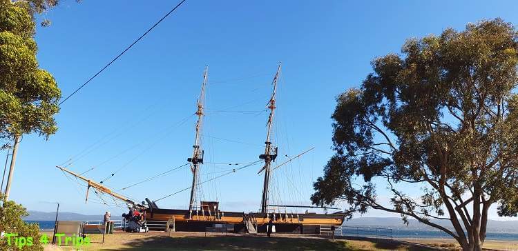 A replica of the original sailing boat Brig Amity that brought out convicts in the 1800's