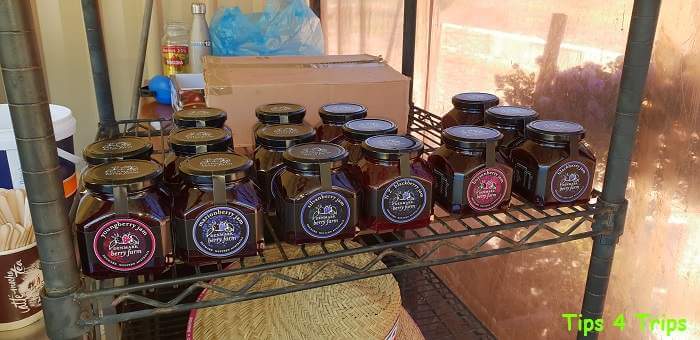A selction of different jam flavours at the Denmark Berry Farm South West Australia