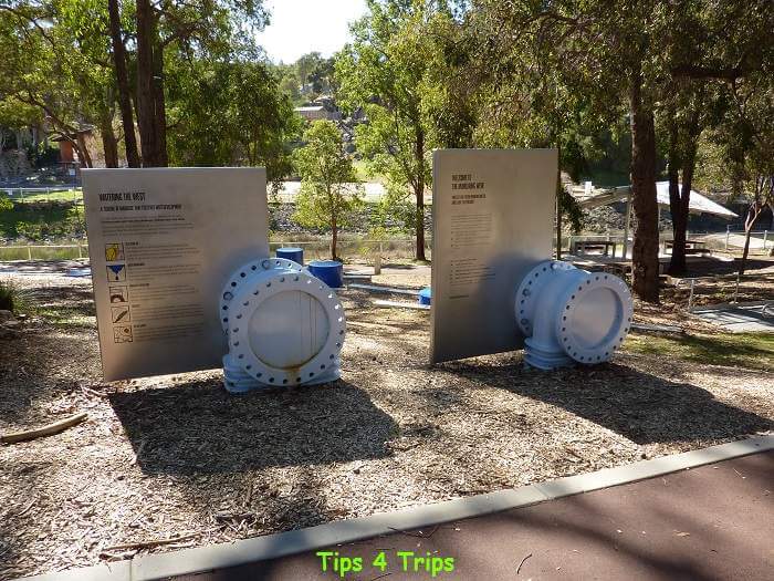 A display of two water pipes located near the Number One Pump Station Mundaring Weir