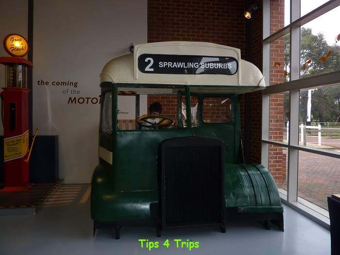An intereactive display of an old bus at the Whiteman Park motor museum Revolutions