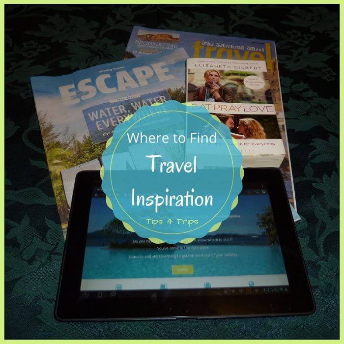 travel section of the newspaper, ipad with travel blog and travel novel all ideas on where to find travel destinations