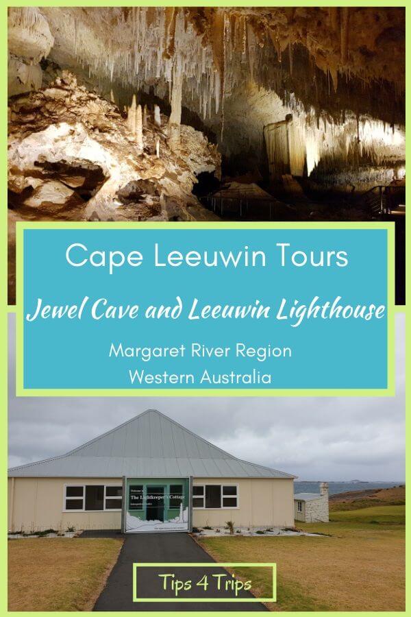 Inside Jewel Cave looking at stalactites and the front of the old Lighthouse keepers cottage