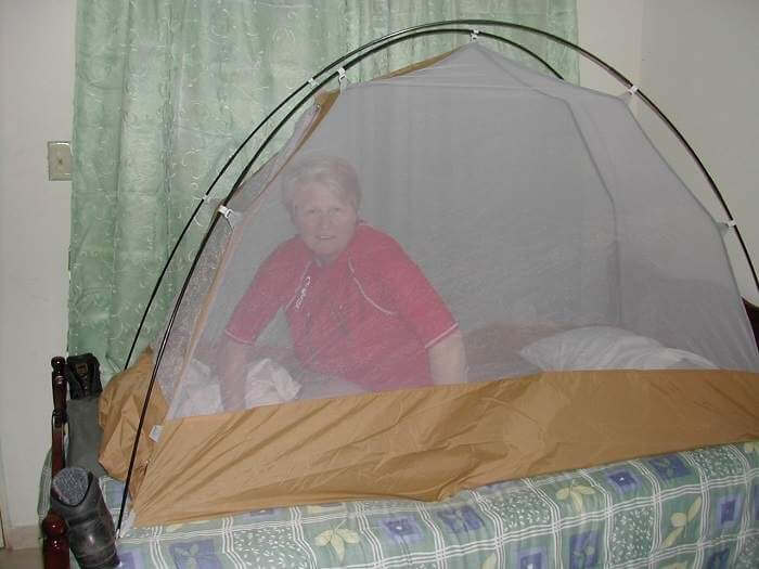 mosquito net on bed