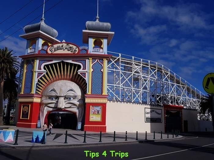 the entrance to Luna Park in Melbourne