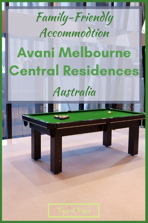 Pinterest image family friendly accommodation Avani Melbourne Central Residences