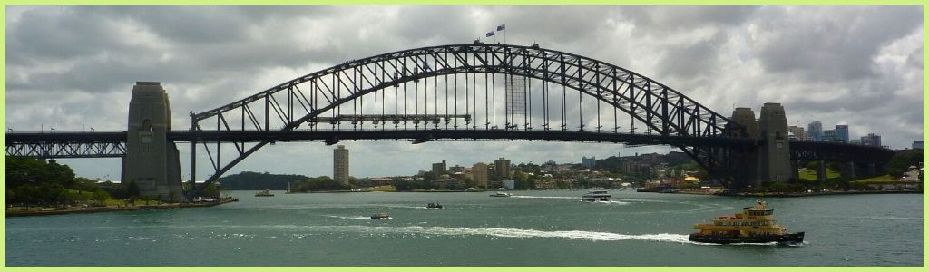 Sydney harbour Bridge with ferry in the foreground