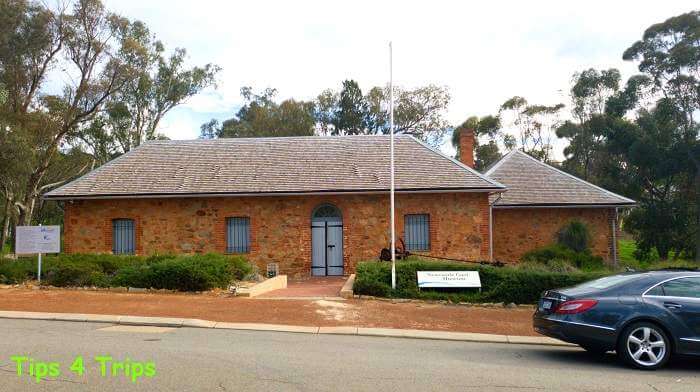 the heritage stone front to the Newcastle Gaol in Toodyay