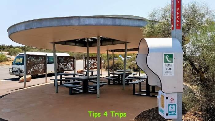 Kalbarri National Park rest areas with picnic tables under shelter