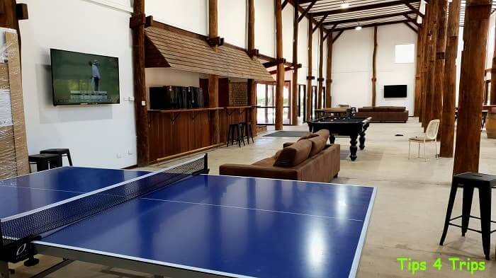 table tennis table, bar and pool table in games room