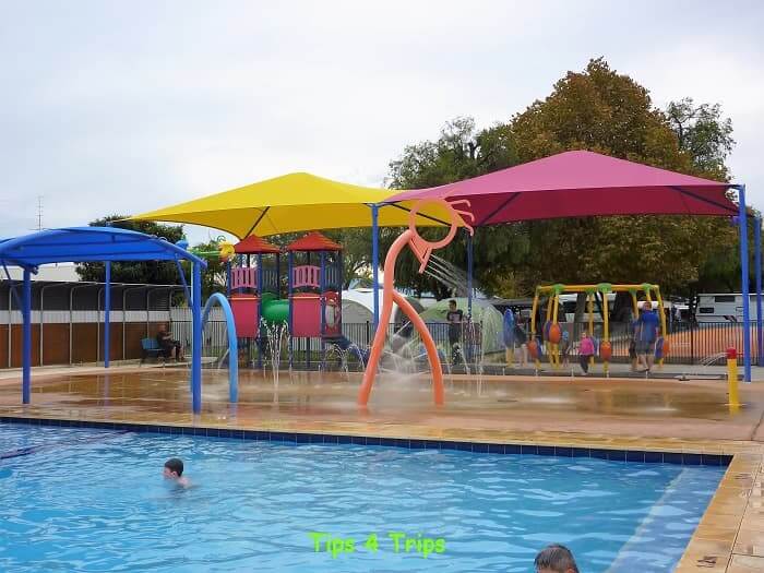 Pool and splash park at BIG Breeze beachlands Holiday park