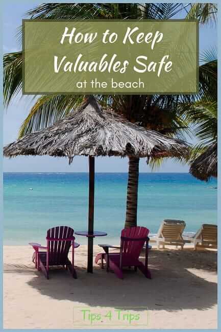 pick deck chairs under an umbrella on the beach which you can use for locking beach bag to