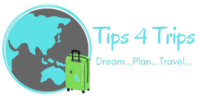 Tips for Trips logo of world globe and suitcase